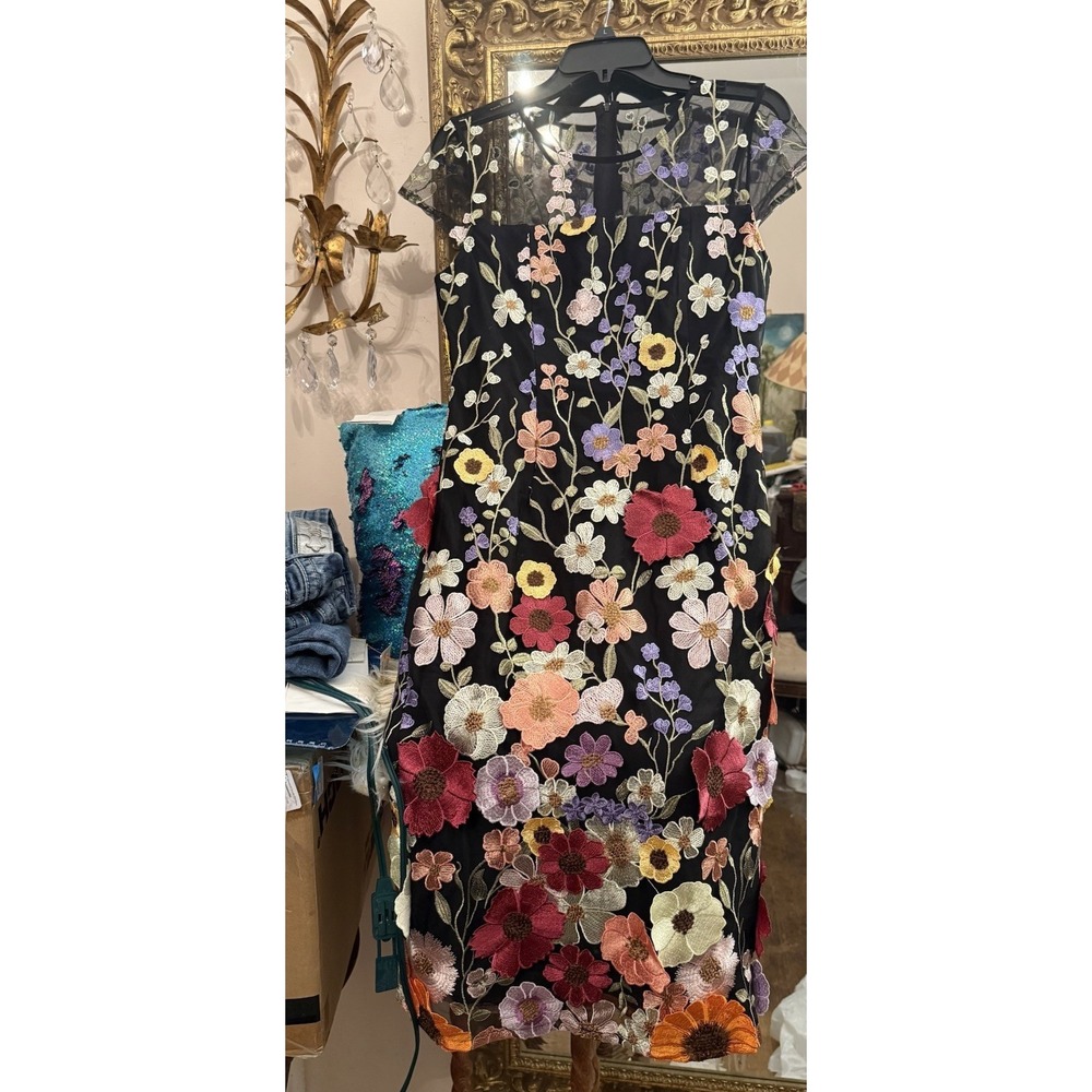 Anthea Crawford Dahlia FLORAL embroidered Shien Dress Taylor Swift Grammy Inspir - Picture 14 of 16